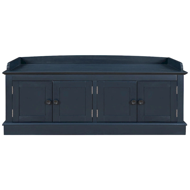 Banc de rangement 4 portes avec coussin, 1 personne, Blanc / Gris / Espresso / Bleu marine