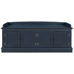 Banc de rangement 4 portes avec coussin, 1 personne, Blanc / Gris / Espresso / Bleu marine