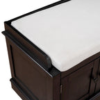 Banc de rangement 4 portes avec coussin, 1 personne, Blanc / Gris / Espresso / Bleu marine