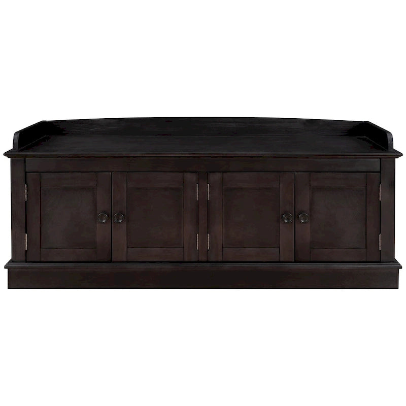 Banc de rangement 4 portes avec coussin, 1 personne, Blanc / Gris / Espresso / Bleu marine