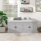 Banc de rangement 4 portes avec coussin, 1 personne, Blanc / Gris / Espresso / Bleu marine
