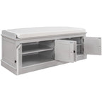 Banc de rangement 4 portes avec coussin, 1 personne, Blanc / Gris / Espresso / Bleu marine