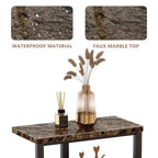 Table d'appoint à 3 niveaux, plateau en imitation marbre et pieds en métal, carrée/ronde, blanc/marron