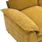 Canapé d'angle en chenille, gingembre/beige/gris/bleu marine foncé, 5 places