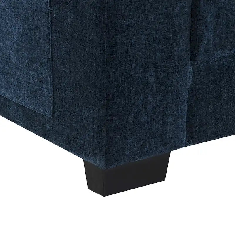 Canapé d'angle en chenille, gingembre/beige/gris/bleu marine foncé, 5 places