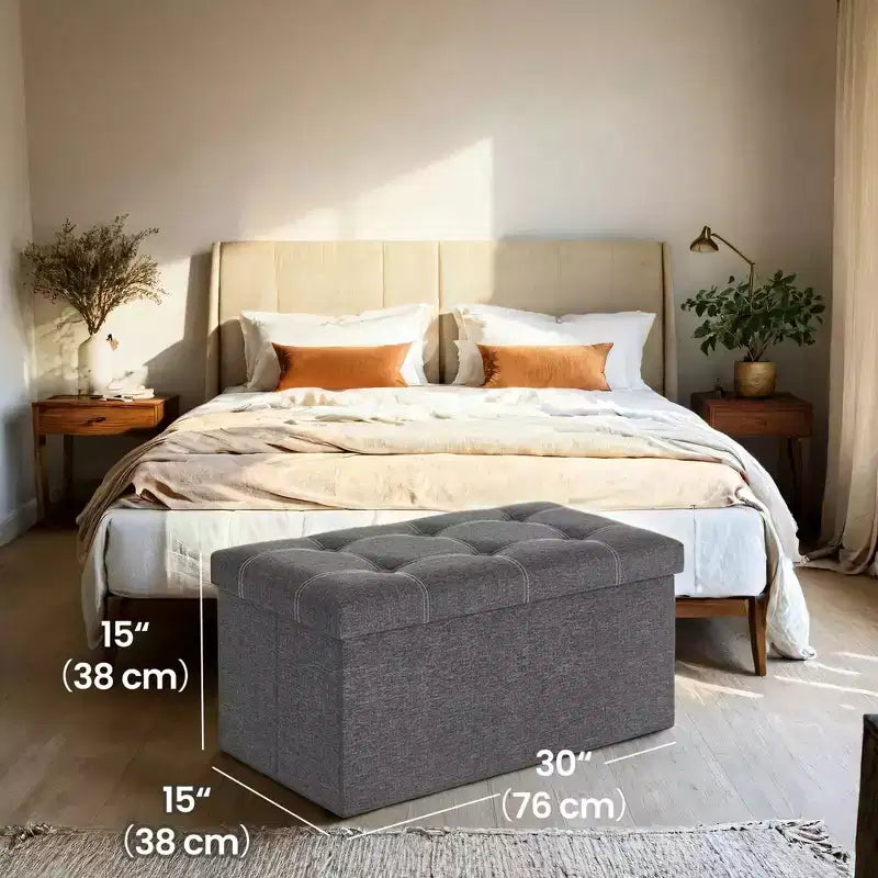 Banc de rangement ottoman de 30 po, Ottoman avec rangement, Repose-pieds, Banc de chambre pliant, Supporte 600 lb