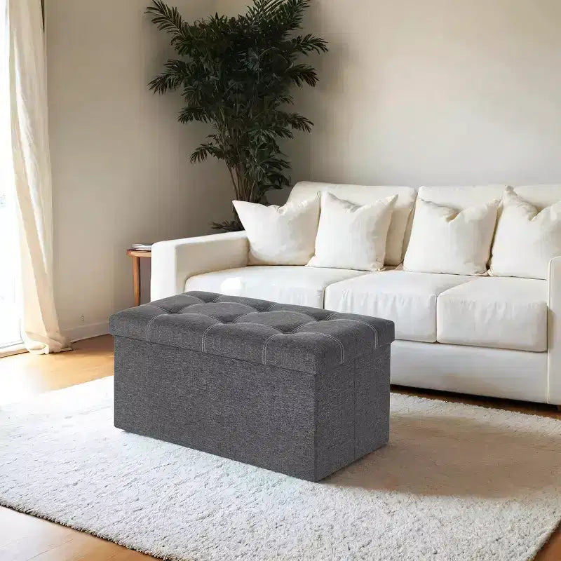 30 Ottoman Storage Bench, Ottoman with Storage, Footstool, Folding Bedroom Bench, Holds 660 lb