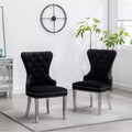 Montura Contemporary Tufted Velvet Chair with Nailhead Trim, Set of 2, Black