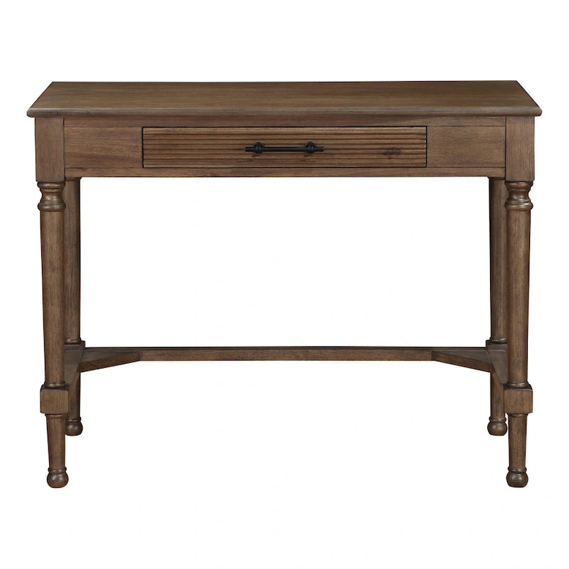 Bureau à écrire traditionnel en chêne brun, simple