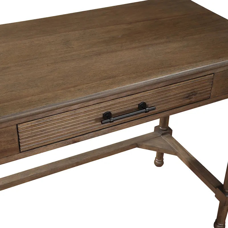 Bureau à écrire traditionnel en chêne brun, simple