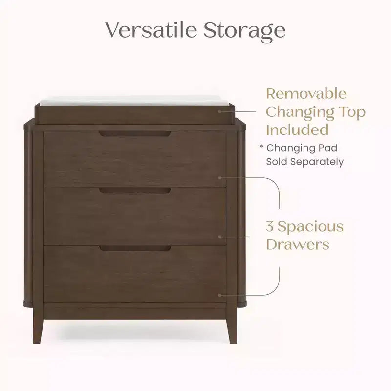 Commode 3 tiroirs Delta Children Noah avec plateau à langer et tiroirs à emboîtement