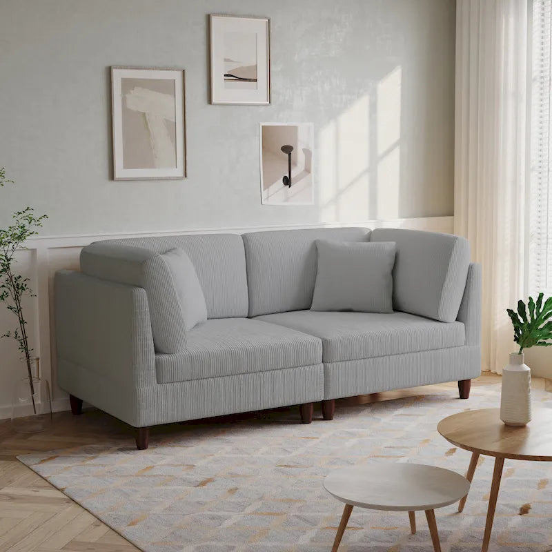 Ensemble de canapé d'angle modulaire en velours côtelé avec coussins – 2 ou 3 pièces