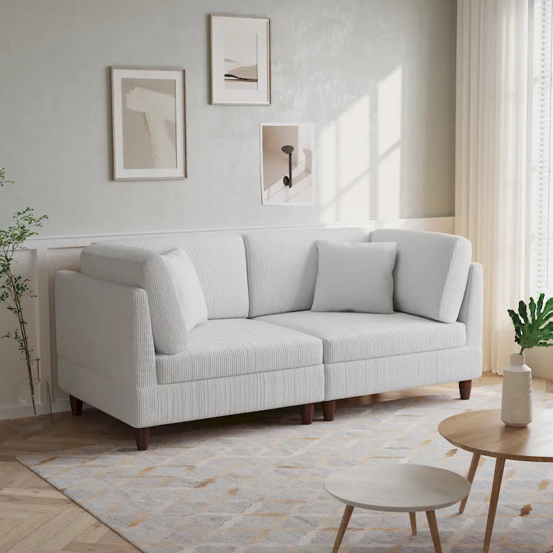 Ensemble de canapé d'angle modulaire en velours côtelé avec coussins – 2 ou 3 pièces