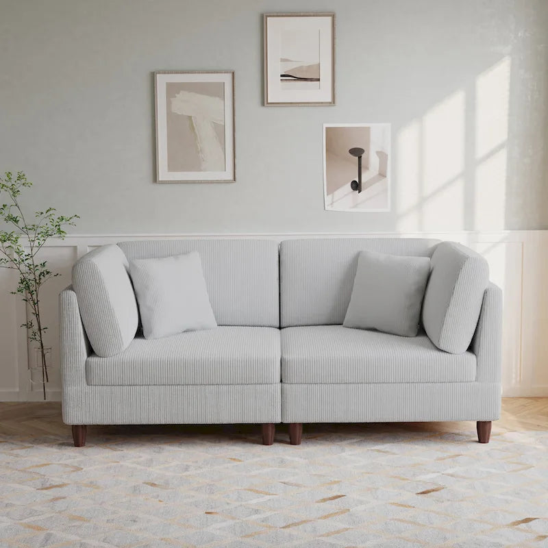 Ensemble de canapé d'angle modulaire en velours côtelé avec coussins – 2 ou 3 pièces