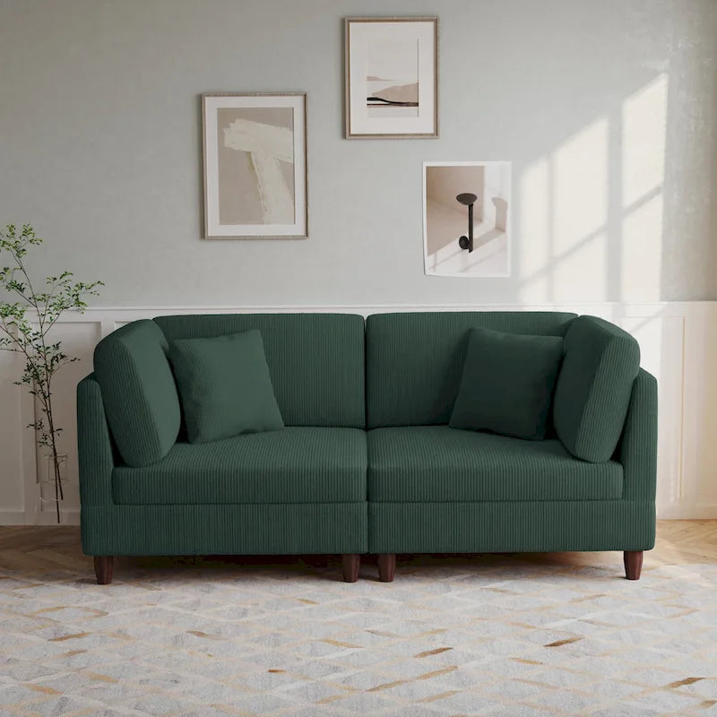 Ensemble de canapé d'angle modulaire en velours côtelé avec coussins – 2 ou 3 pièces