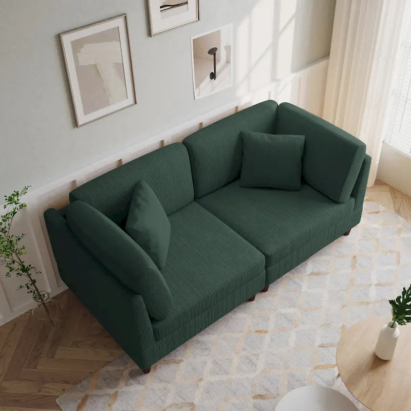 Ensemble de canapé d'angle modulaire en velours côtelé avec coussins – 2 ou 3 pièces