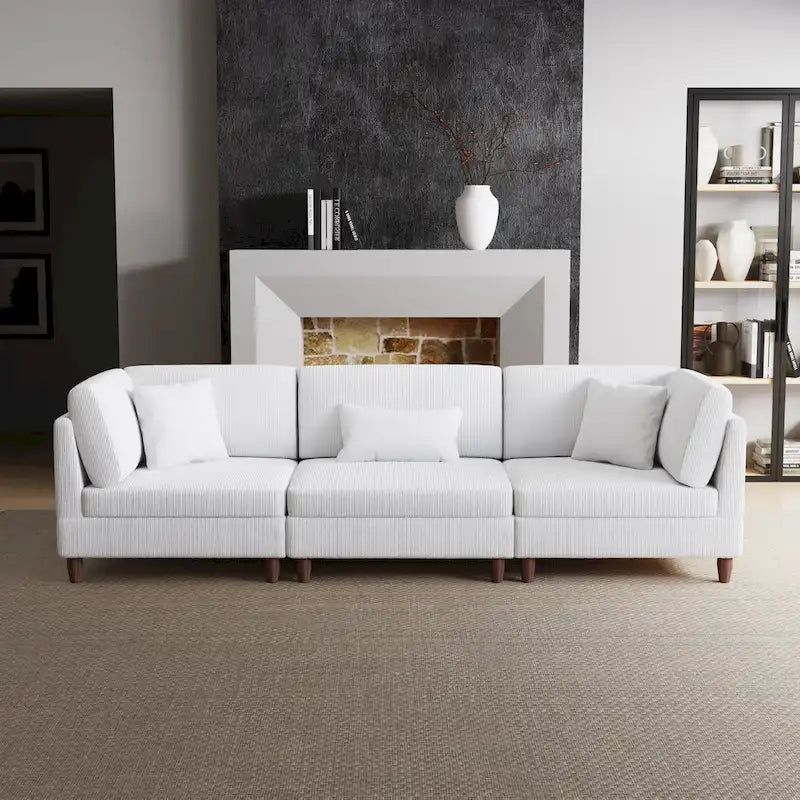 Ensemble de canapé d'angle modulaire en velours côtelé avec coussins – 2 ou 3 pièces