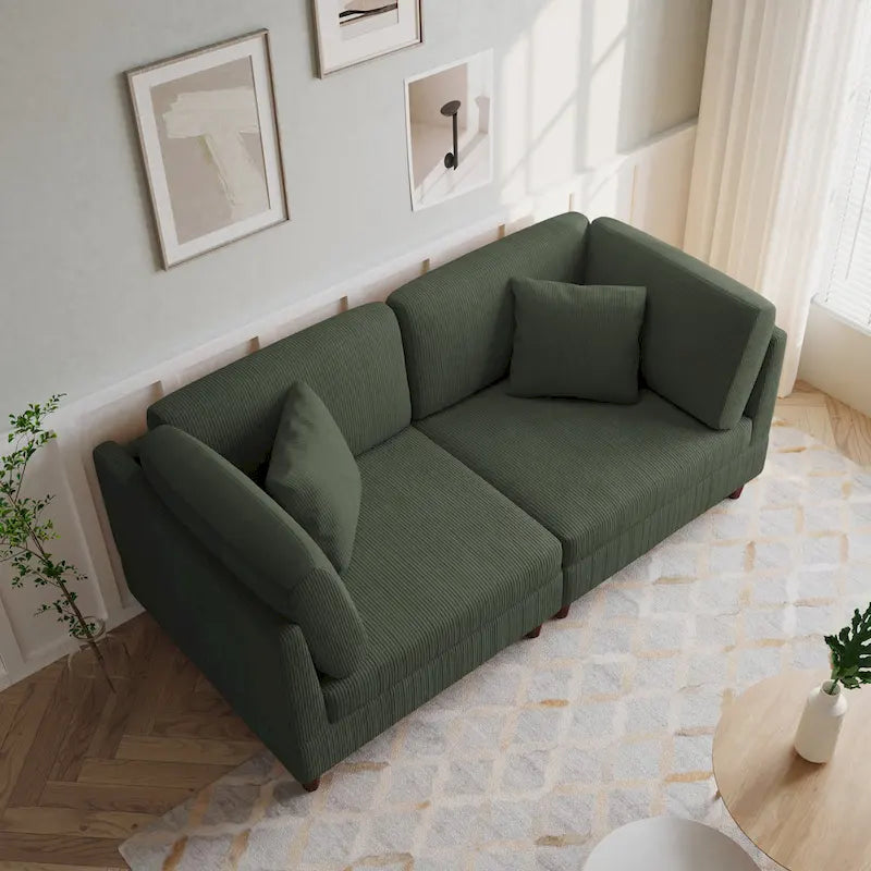 Ensemble de canapé d'angle modulaire en velours côtelé avec coussins – 2 ou 3 pièces