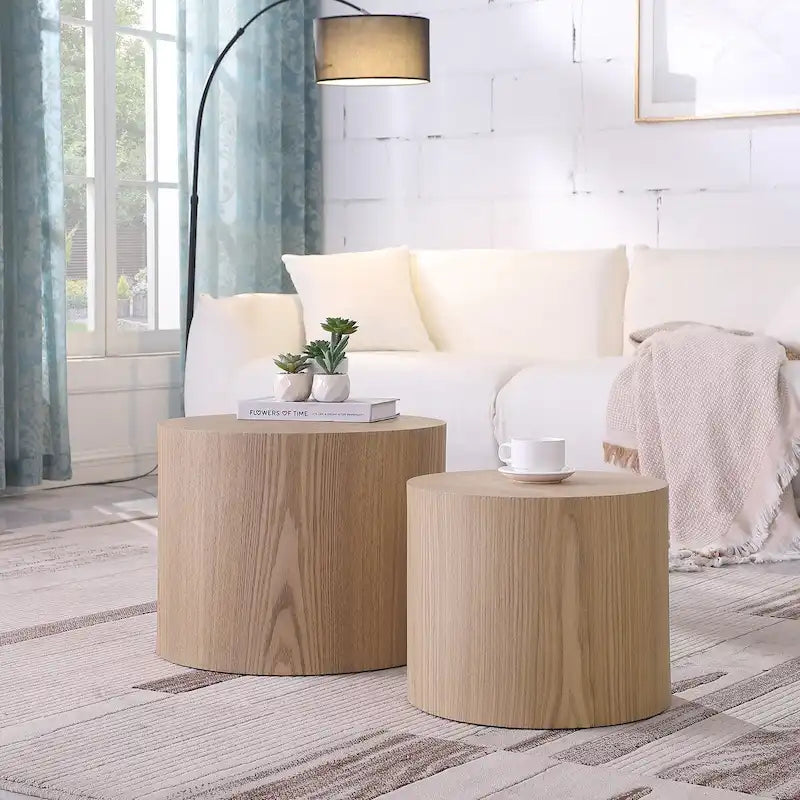 Chêne / Noir mat / Noyer / Blanc / Bleu / Blanc cassé – Lot de 2 tables d'appoint gigognes