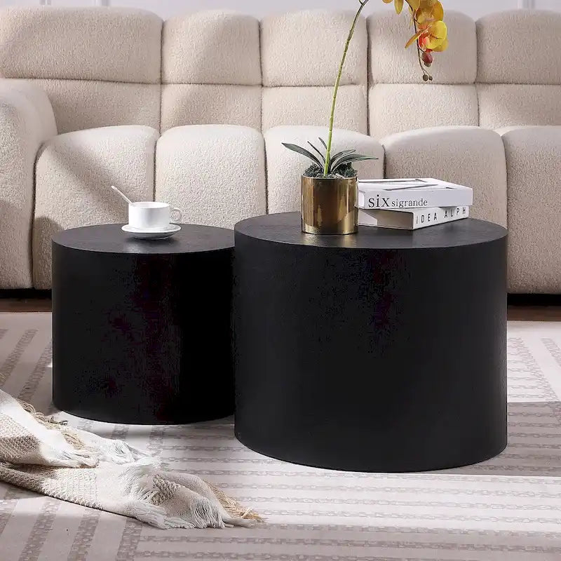 Chêne / Noir mat / Noyer / Blanc / Bleu / Blanc cassé – Lot de 2 tables d'appoint gigognes