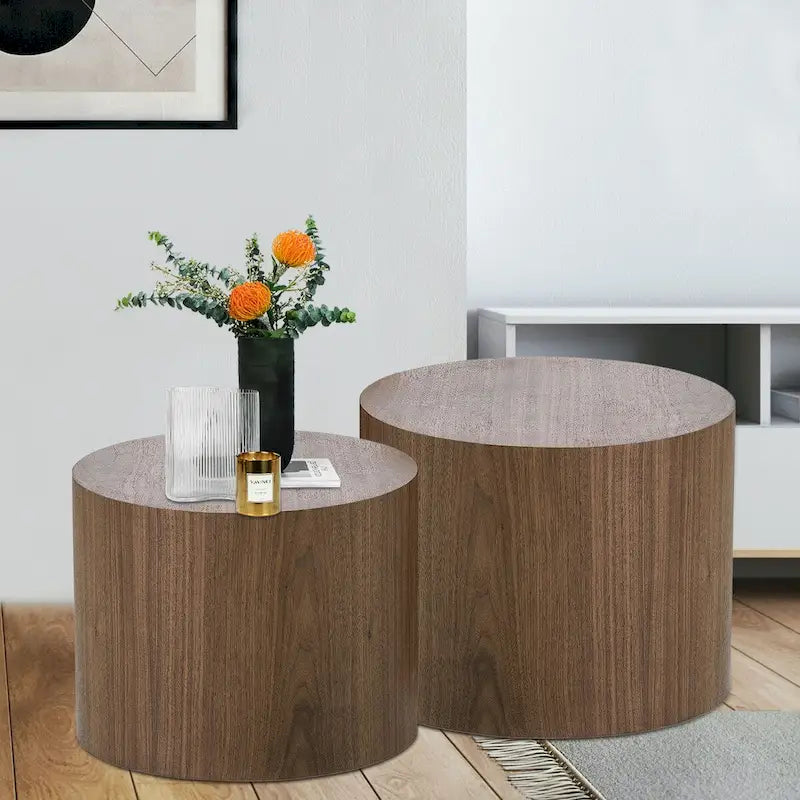 Chêne / Noir mat / Noyer / Blanc / Bleu / Blanc cassé – Lot de 2 tables d'appoint gigognes