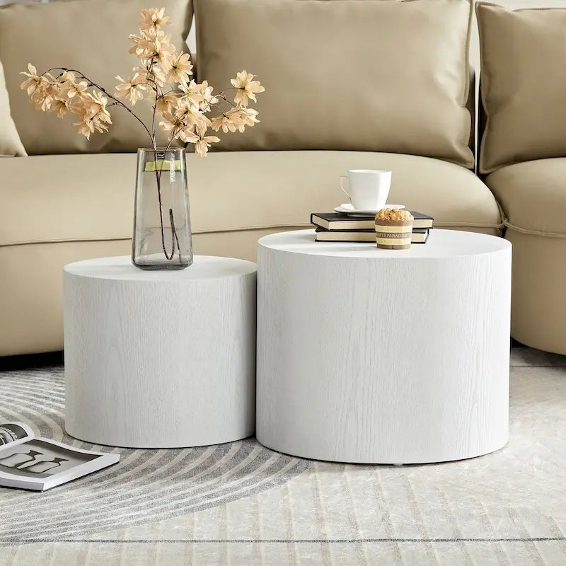 Chêne / Noir mat / Noyer / Blanc / Bleu / Blanc cassé – Lot de 2 tables d'appoint gigognes