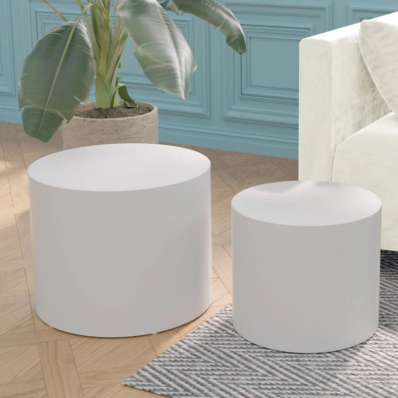 Chêne / Noir mat / Noyer / Blanc / Bleu / Blanc cassé – Lot de 2 tables d'appoint gigognes