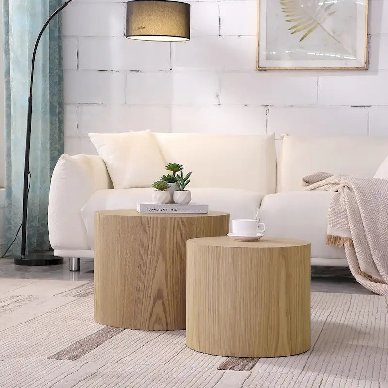 Chêne / Noir mat / Noyer / Blanc / Bleu / Blanc cassé – Lot de 2 tables d'appoint gigognes