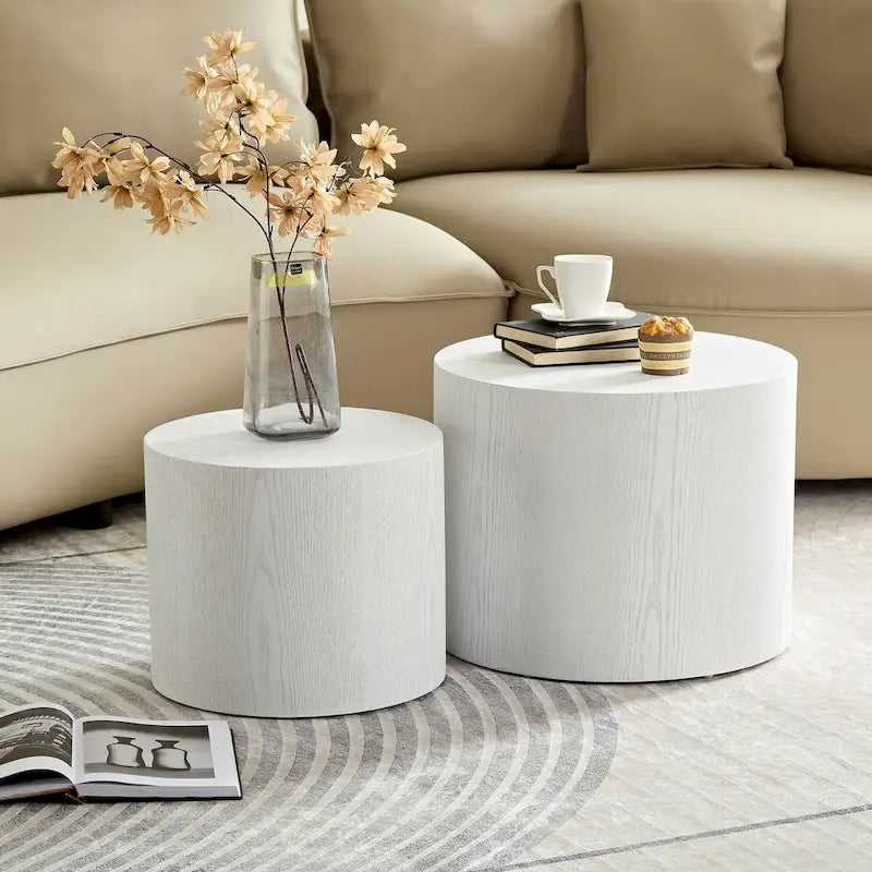 Chêne / Noir mat / Noyer / Blanc / Bleu / Blanc cassé – Lot de 2 tables d'appoint gigognes