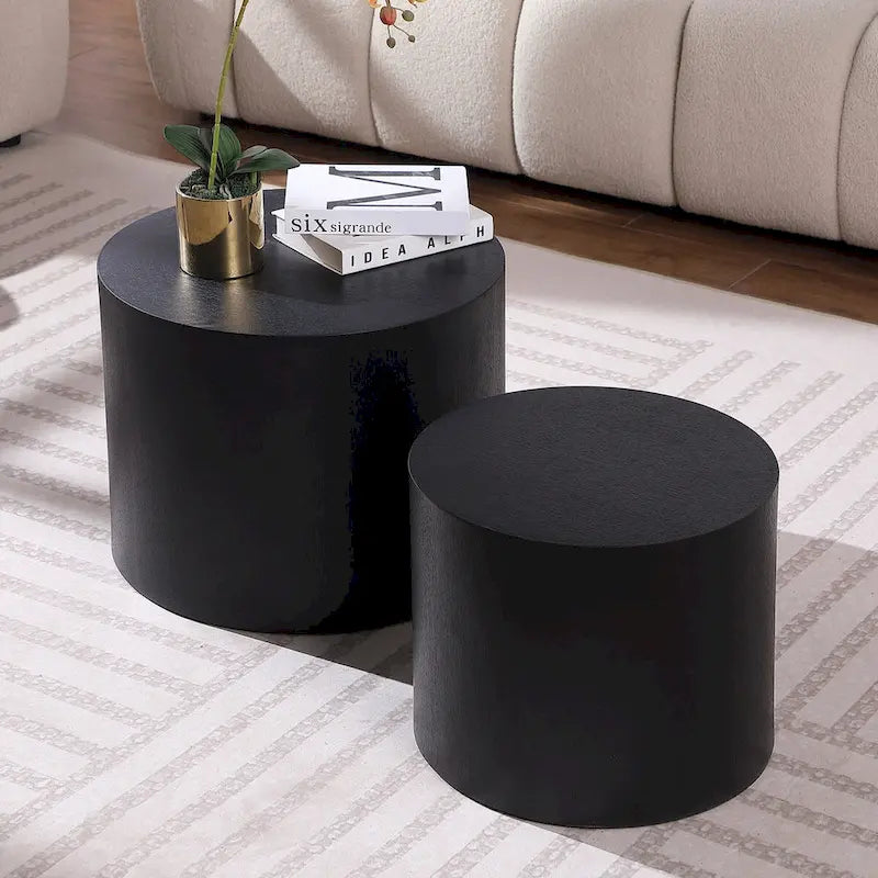 Chêne / Noir mat / Noyer / Blanc / Bleu / Blanc cassé – Lot de 2 tables d'appoint gigognes
