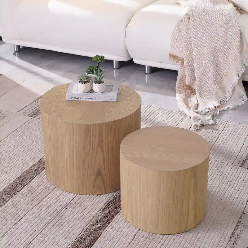 Chêne / Noir mat / Noyer / Blanc / Bleu / Blanc cassé – Lot de 2 tables d'appoint gigognes
