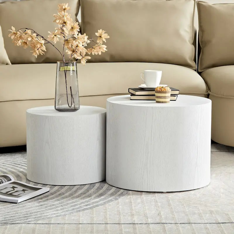 Chêne / Noir mat / Noyer / Blanc / Bleu / Blanc cassé – Lot de 2 tables d'appoint gigognes