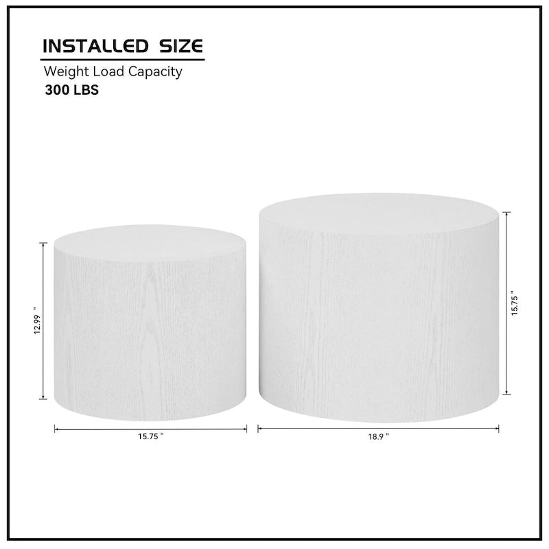 Chêne / Noir mat / Noyer / Blanc / Bleu / Blanc cassé – Lot de 2 tables d'appoint gigognes