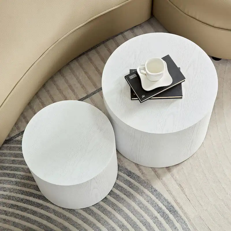 Chêne / Noir mat / Noyer / Blanc / Bleu / Blanc cassé – Lot de 2 tables d'appoint gigognes