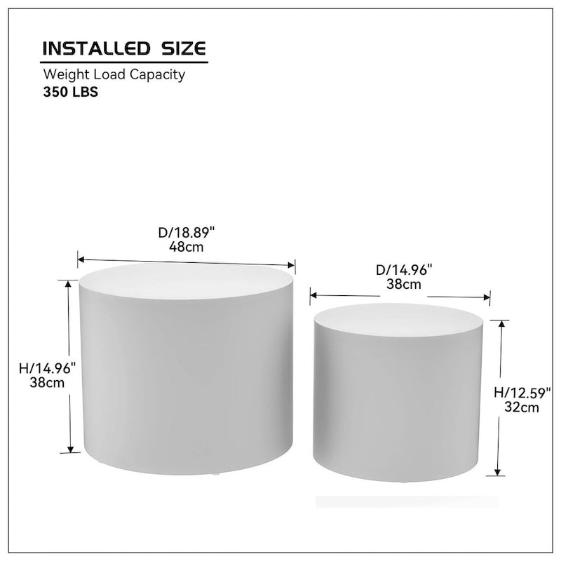 Chêne / Noir mat / Noyer / Blanc / Bleu / Blanc cassé – Lot de 2 tables d'appoint gigognes