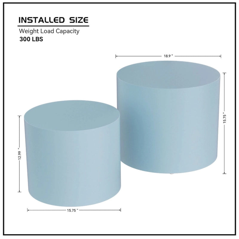 Chêne / Noir mat / Noyer / Blanc / Bleu / Blanc cassé – Lot de 2 tables d'appoint gigognes