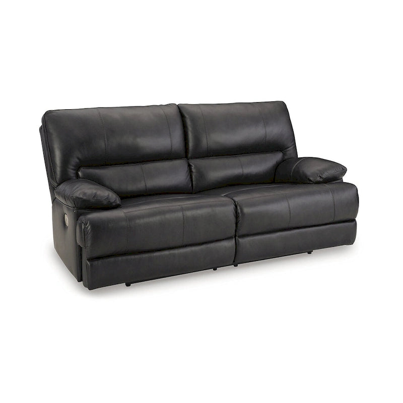 Canapé inclinable électrique en cuir noir avec appui-tête réglable, 3 places