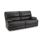 Canapé inclinable électrique en cuir noir avec appui-tête réglable, 3 places