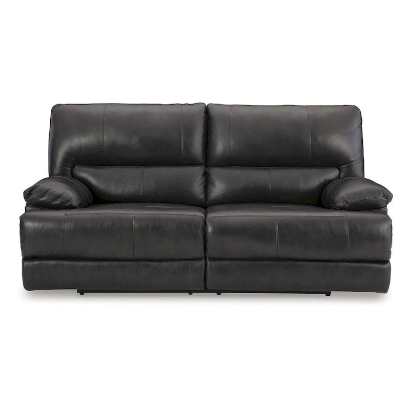 Canapé inclinable électrique en cuir noir avec appui-tête réglable, 3 places