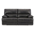 Canapé inclinable électrique en cuir noir avec appui-tête réglable, 3 places