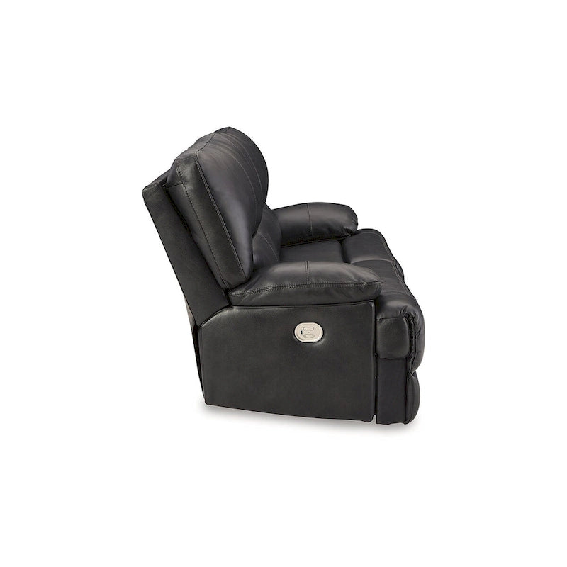 Canapé inclinable électrique en cuir noir avec appui-tête réglable, 3 places