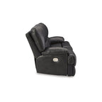 Canapé inclinable électrique en cuir noir avec appui-tête réglable, 3 places
