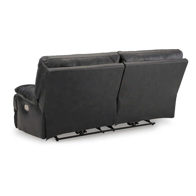 Canapé inclinable électrique en cuir noir avec appui-tête réglable, 3 places
