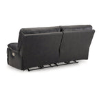 Canapé inclinable électrique en cuir noir avec appui-tête réglable, 3 places