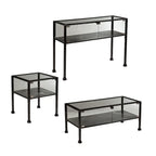 Table basse rectangulaire en métal et verre noir, 1 personne