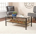 Table basse rectangulaire en métal et verre noir, 1 personne