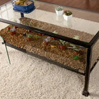 Table basse rectangulaire en métal et verre noir, 1 personne