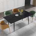 Table à manger rectangulaire en pierre frittée noire/blanche pour 6 personnes