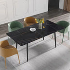 Table à manger rectangulaire en pierre frittée noire/blanche pour 6 personnes