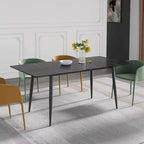 Table à manger rectangulaire en pierre frittée noire/blanche pour 6 personnes